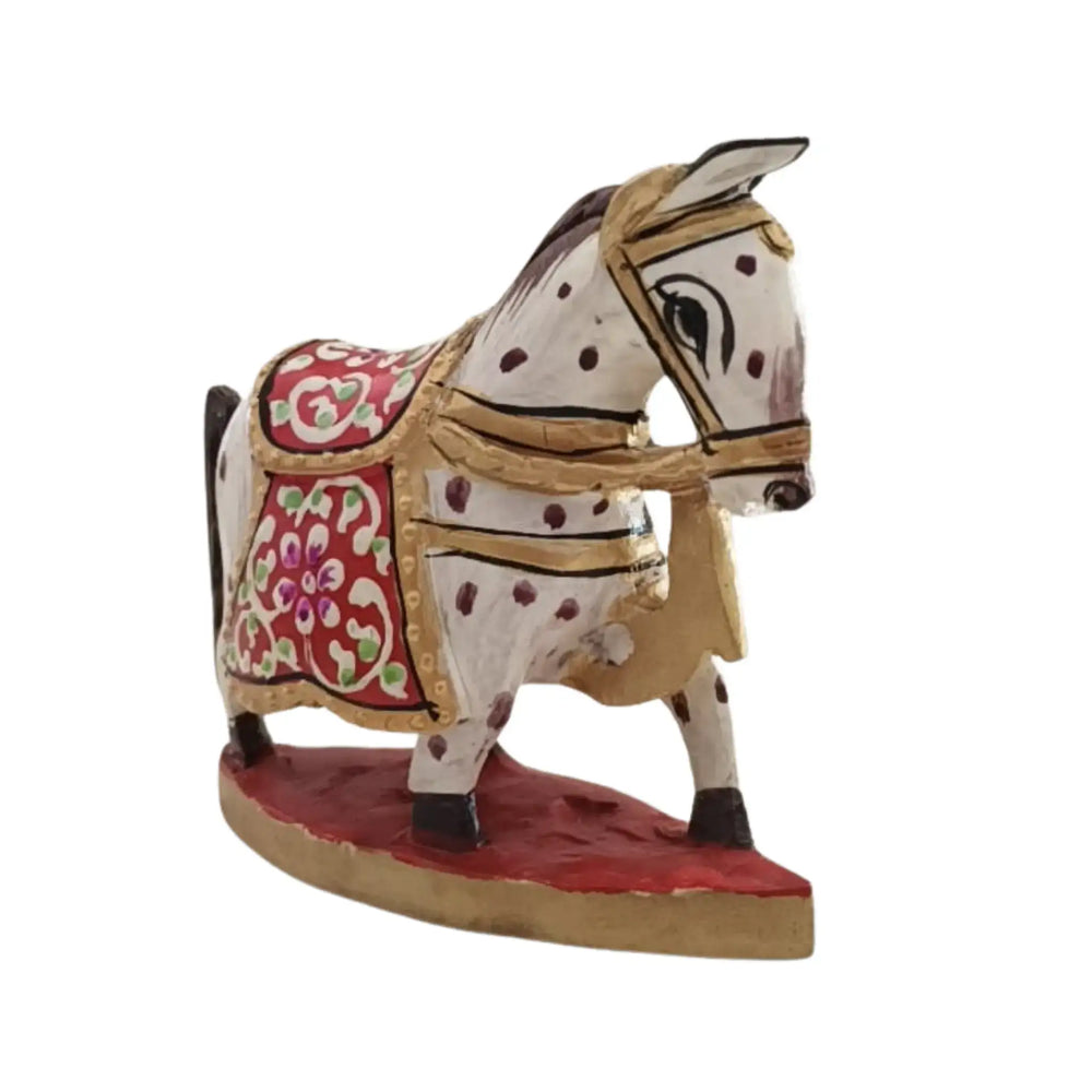 Colorful Hand-Painted Horse with Base | Traditional Art Decor maruthi handicrafts