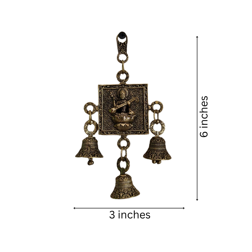 Antique Brass Finish Goddess Saraswati Wall Hanging   Brass Artwork