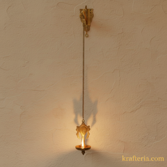 Antique Brass Shankh Chakra Wall Hanging Diya | Traditional Spiritual Oil Lamp   Brass Artwork