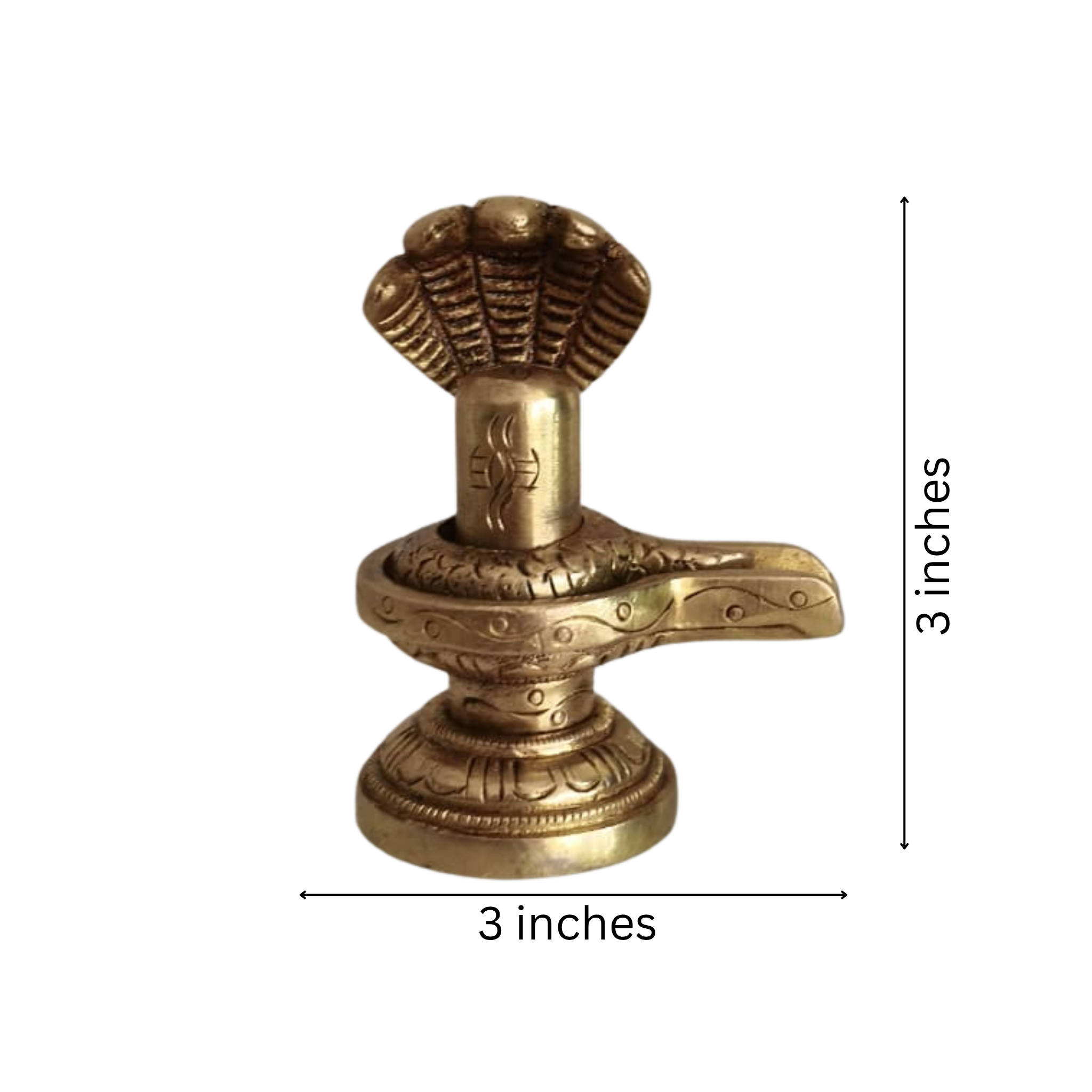 Sacred Brass Shiva Lingam and Yoni Pitha Adorned with Multi-Hooded Naga