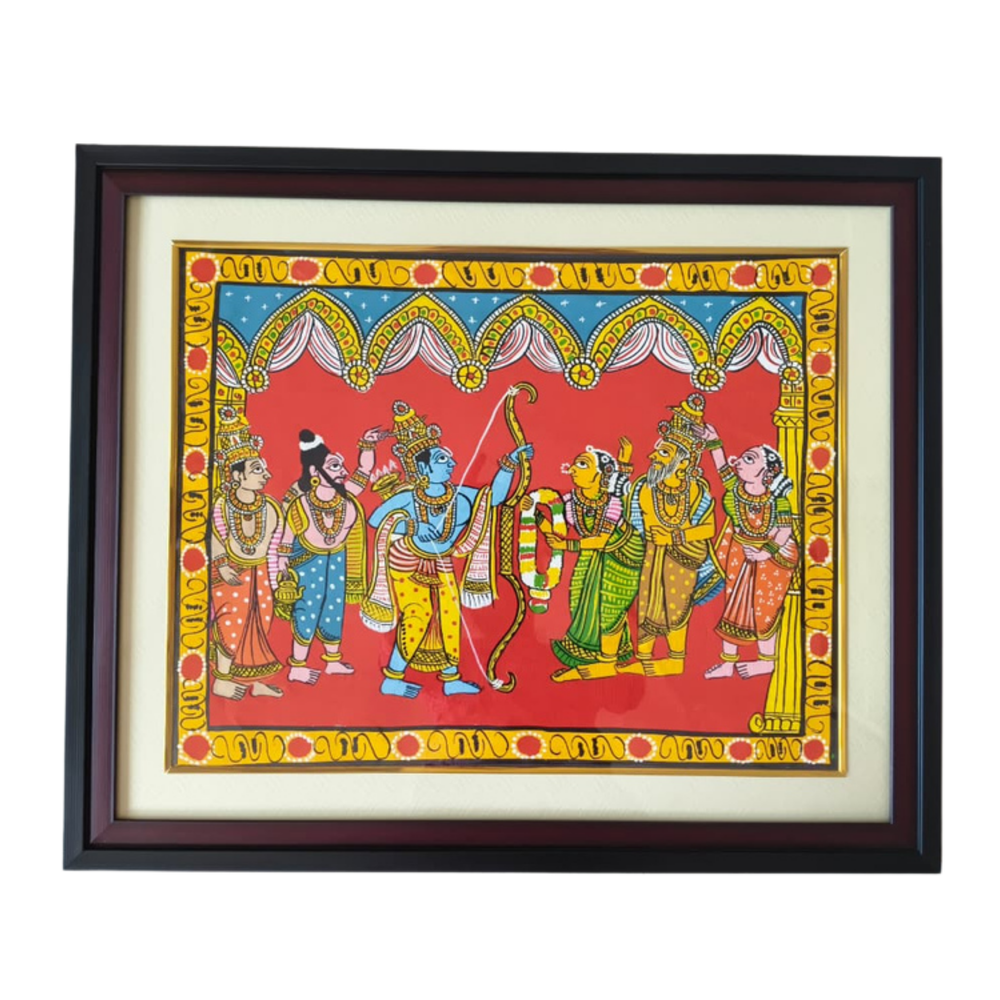 Sita Swayamvaram Cheriyal Painting - Traditional Telangana Folk Art   Cheriyala Painting