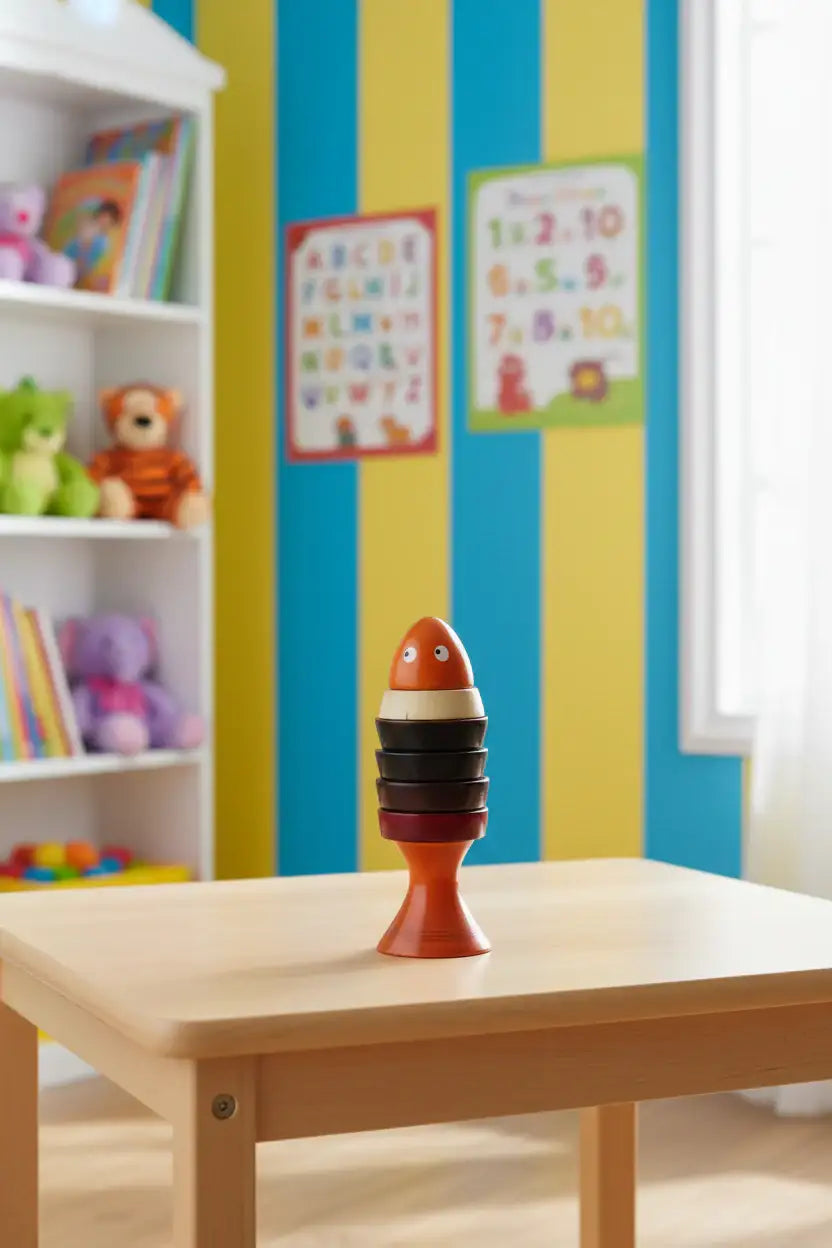 Montessori fish stacking toy wooden