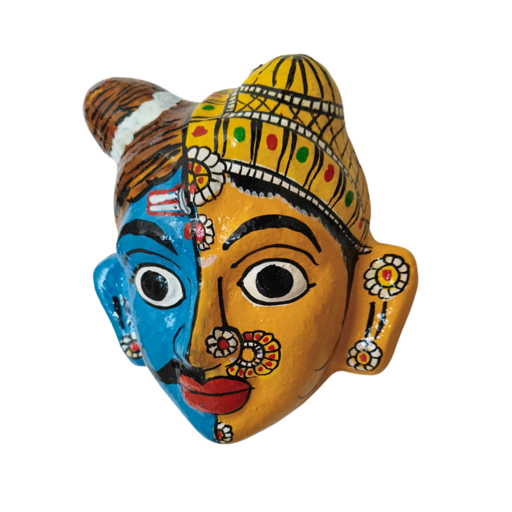 Hand-Painted Ardhanarishvara Face Wall Hanging   wall decor