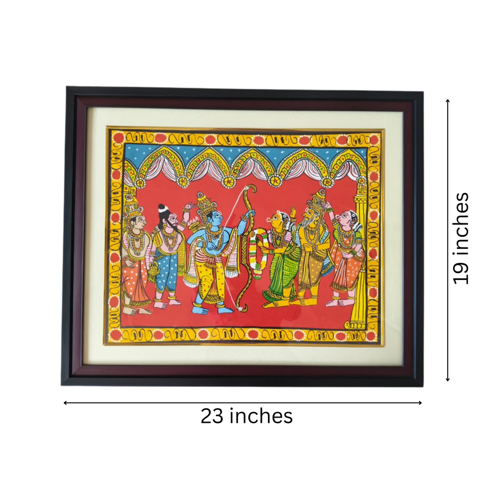 Sita Swayamvaram Cheriyal Painting - Traditional Telangana Folk Art   Cheriyala Painting