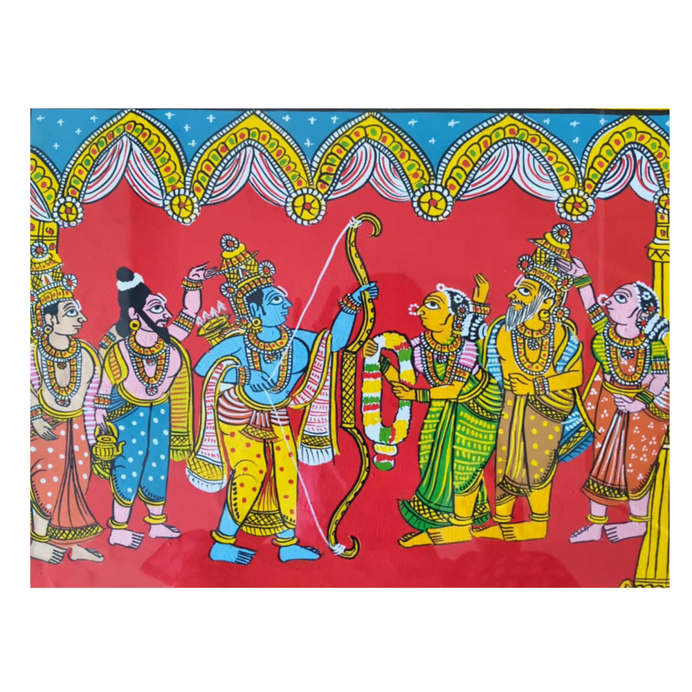 Sita Swayamvaram Cheriyal Painting - Traditional Telangana Folk Art   Cheriyala Painting
