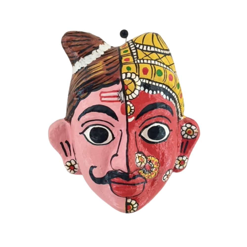 Hand-Painted Ardhanarishvara Face Wall Hanging   wall decor