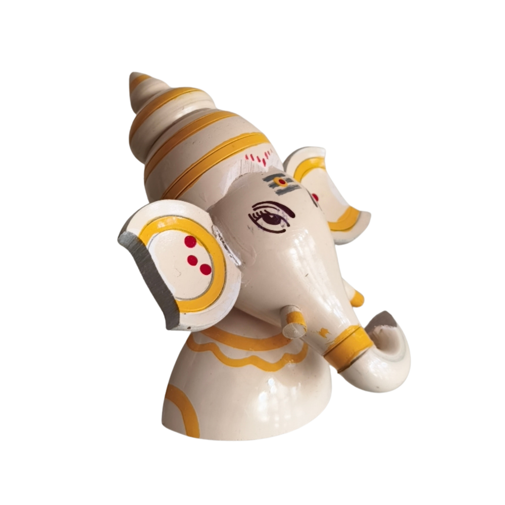 Auspicious Etikoppaka Lord Ganesha Bust - Warm Yellow Lacquer   Etikoppaka Lacquerware