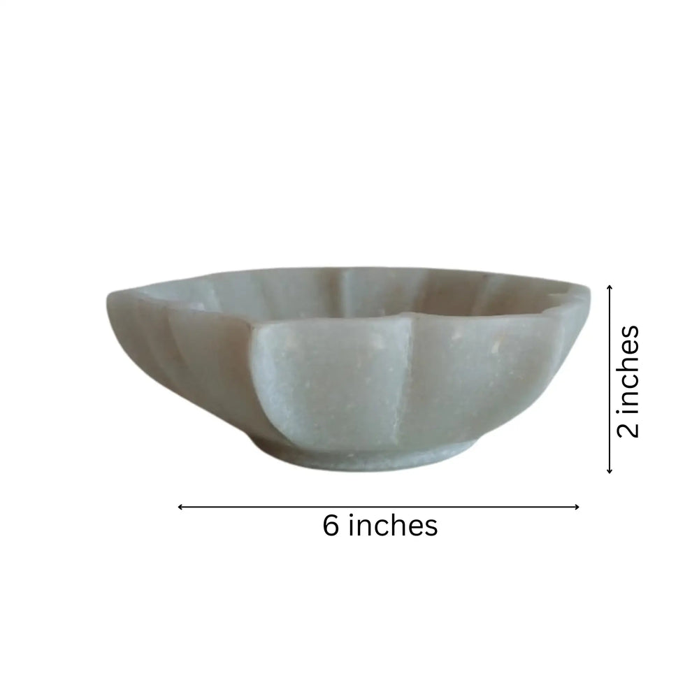 Handcrafted White Marble Flower Bowl – Decorative Urli & Serving Bowl   Marble