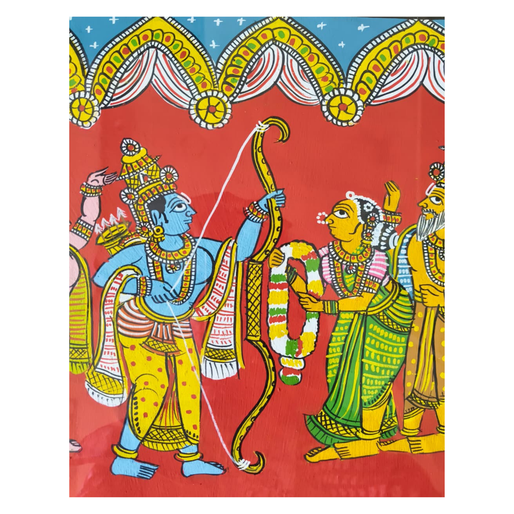 Sita Swayamvaram Cheriyal Painting - Traditional Telangana Folk Art   Cheriyala Painting