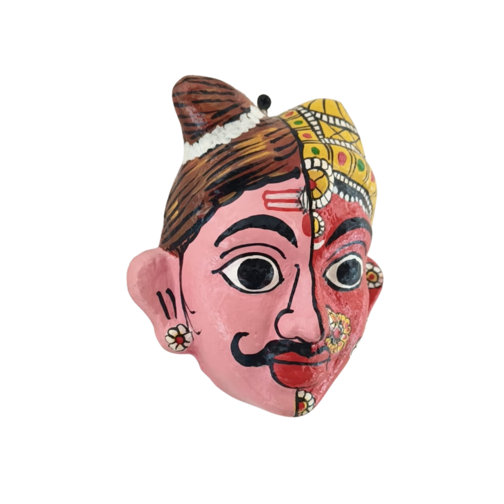 Hand-Painted Ardhanarishvara Face Wall Hanging   wall decor