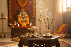 Brass Tortoise Agarbatti Stand with Shankh Holder   Brass Ware