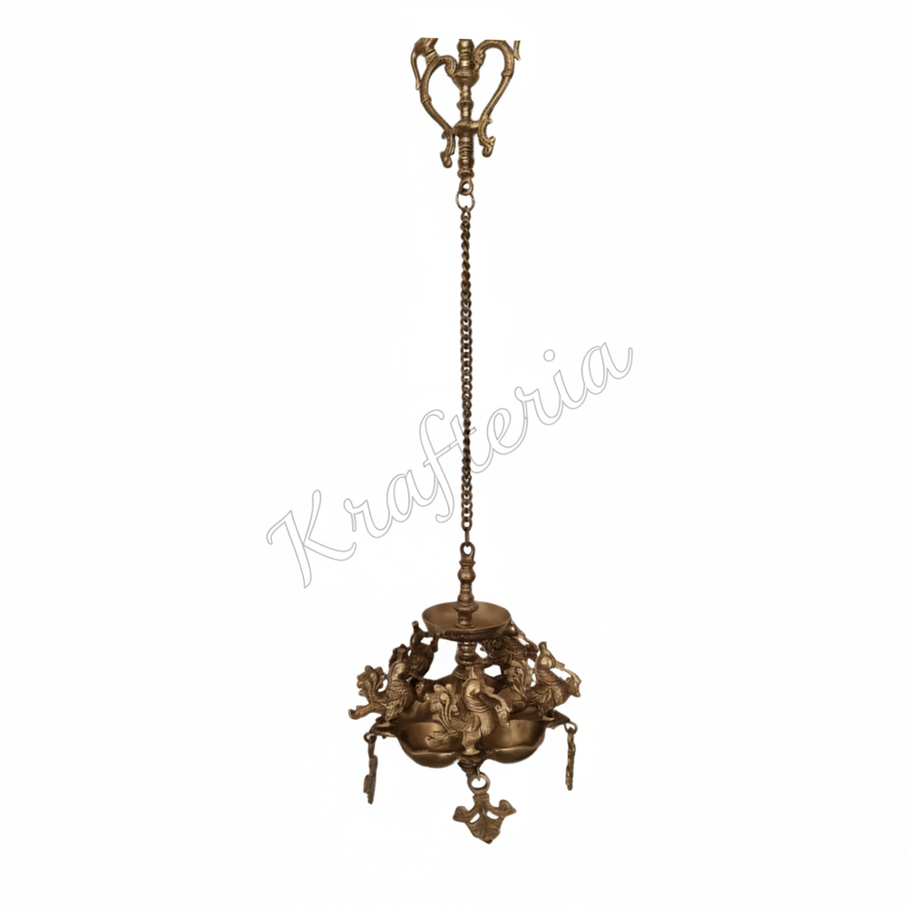 Handmade Ethnic Brass Hanging Diya for Home Entrance & Mandir   Brass Artwork