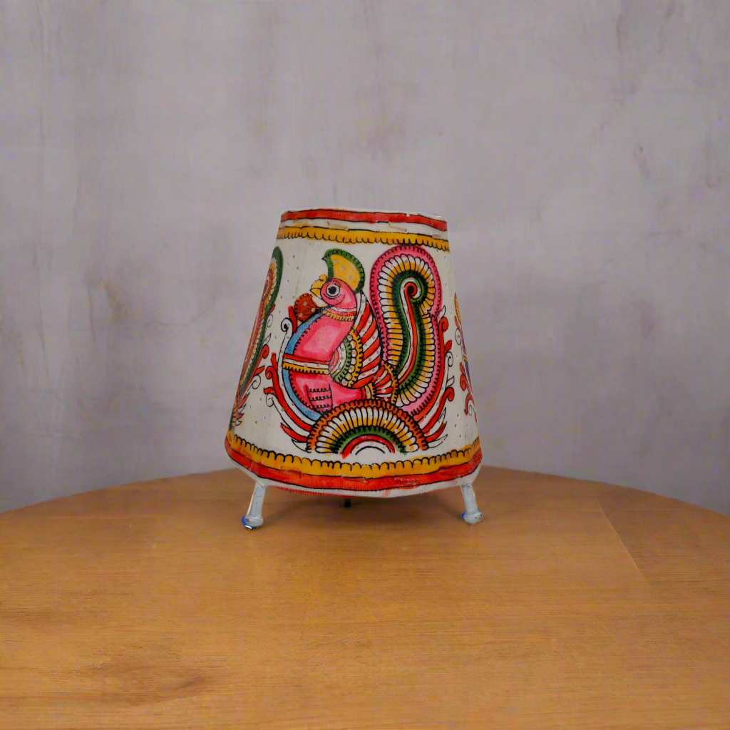 Peacock Design in Leather Shadow Puppetry – Ethnic Home Decor | Bed Lamp