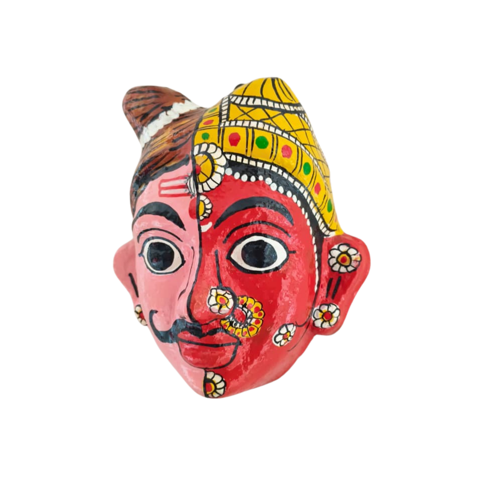 Hand-Painted Ardhanarishvara Face Wall Hanging   wall decor