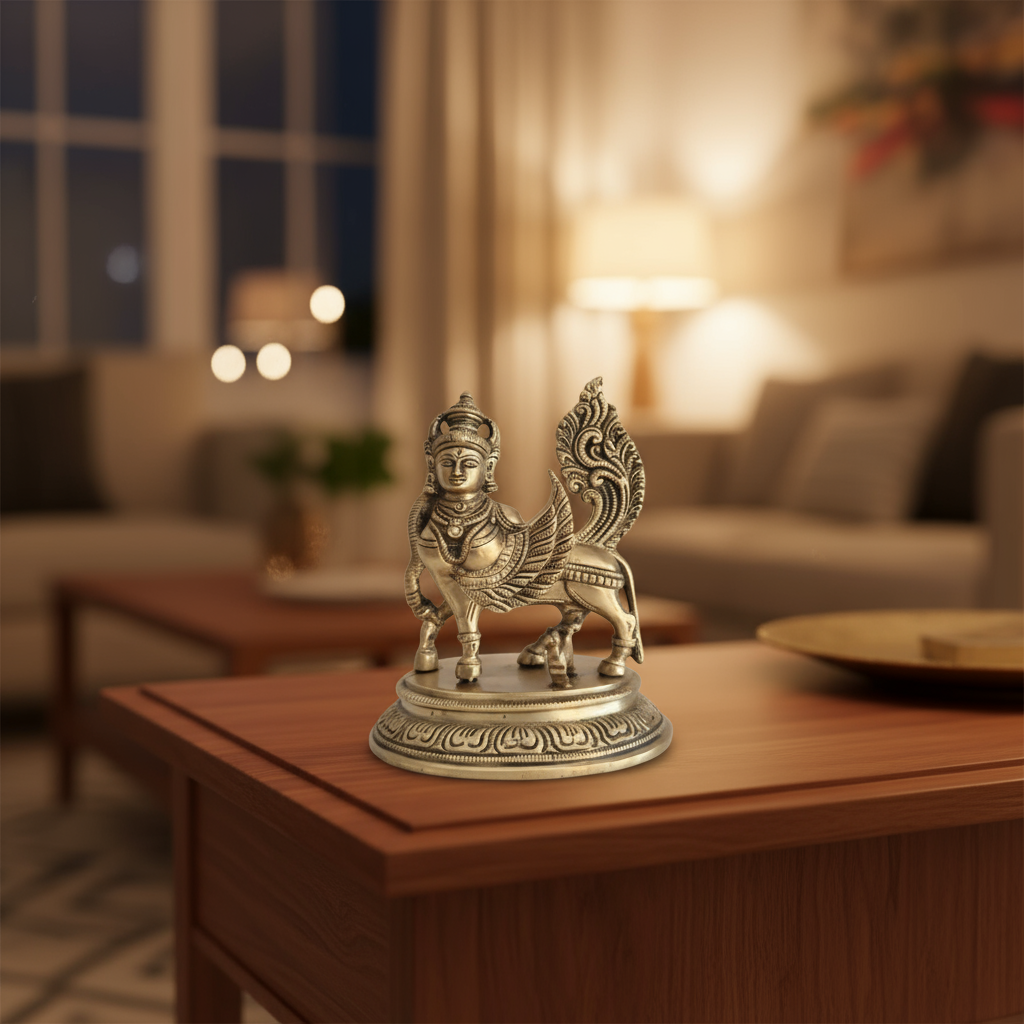 Exquisite Brass Kamadhenu Idol - Divine Wish-Fulfilling Cow