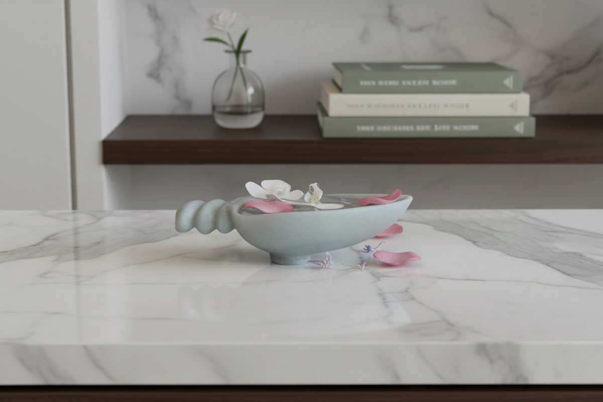 White Marble Decorative Bowl with Handle – Urli & Pooja Diya Bowl   Marble