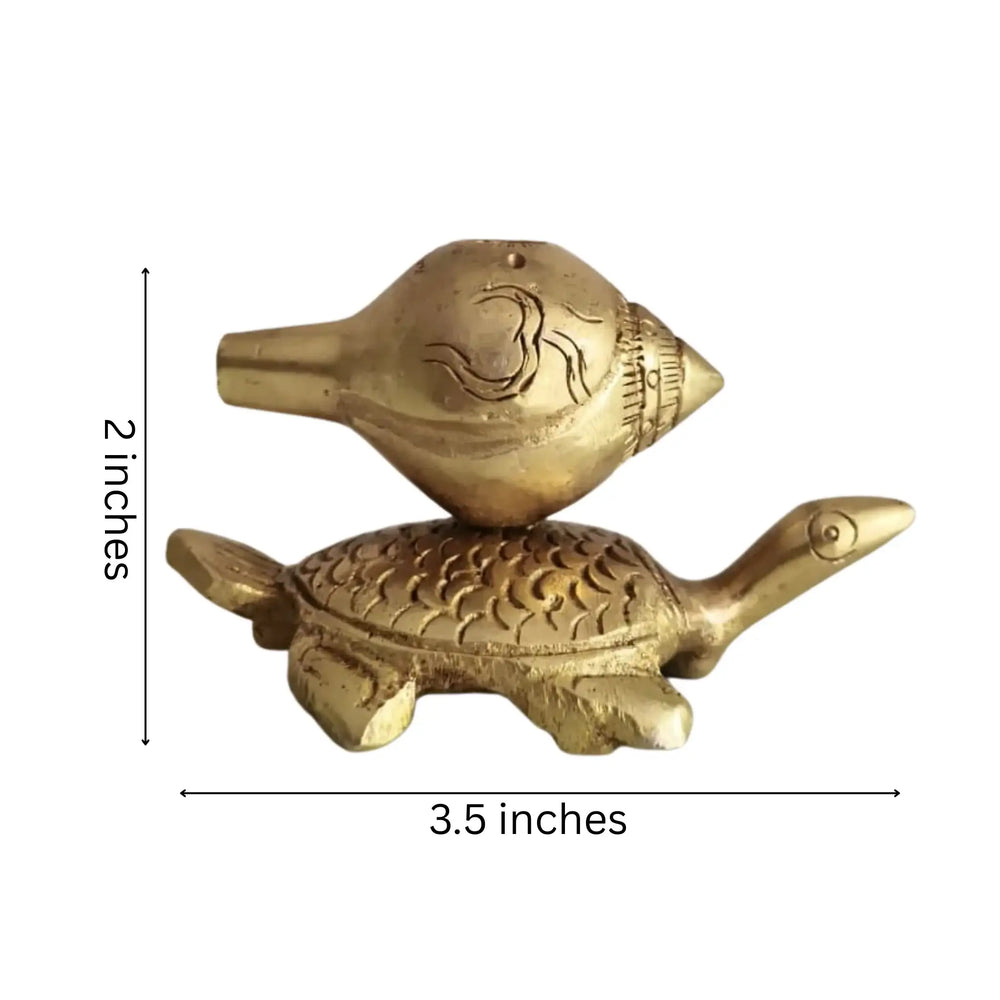 Brass Tortoise Agarbatti Stand with Shankh Holder   Brass Ware