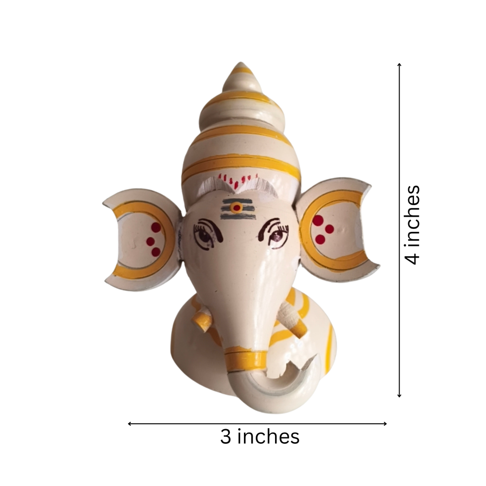 Auspicious Etikoppaka Lord Ganesha Bust - Warm Yellow Lacquer   Etikoppaka Lacquerware
