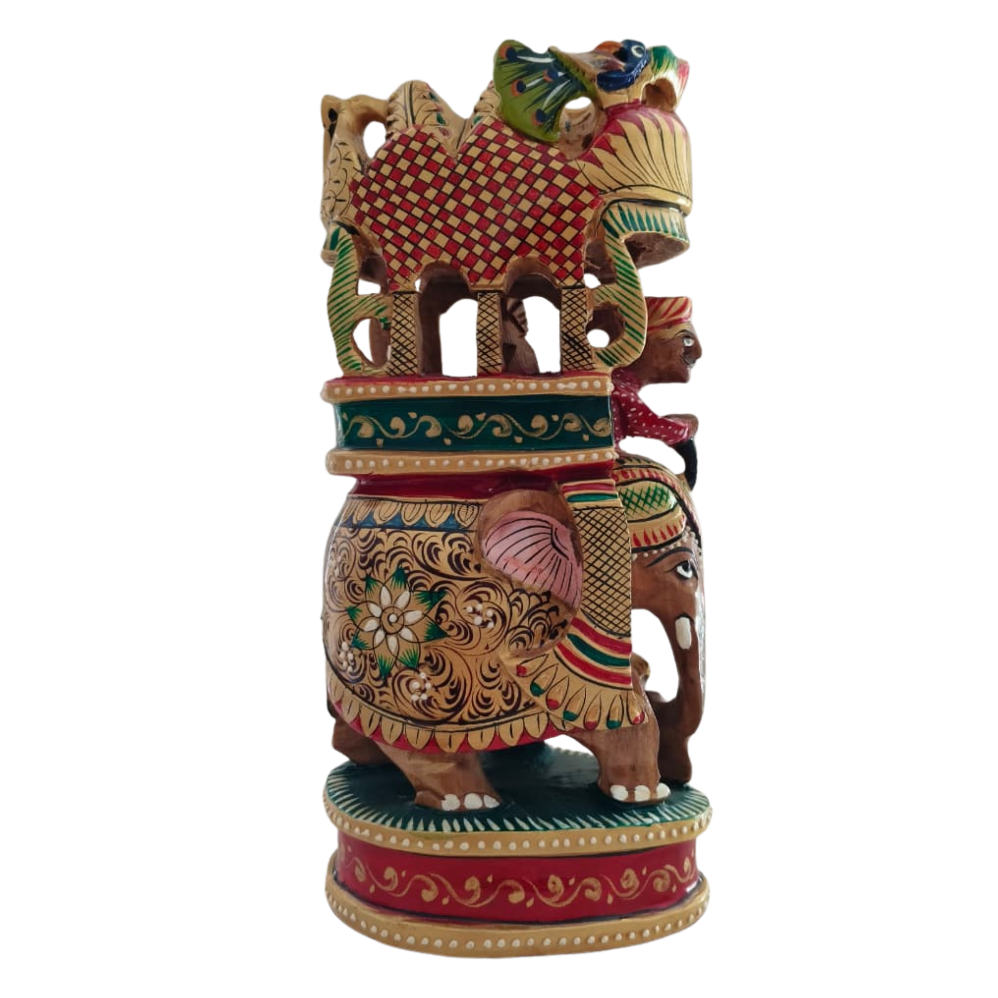 Handcrafted Wooden Elephant Ambari Pallaki | Colorful Hand-Painted Art