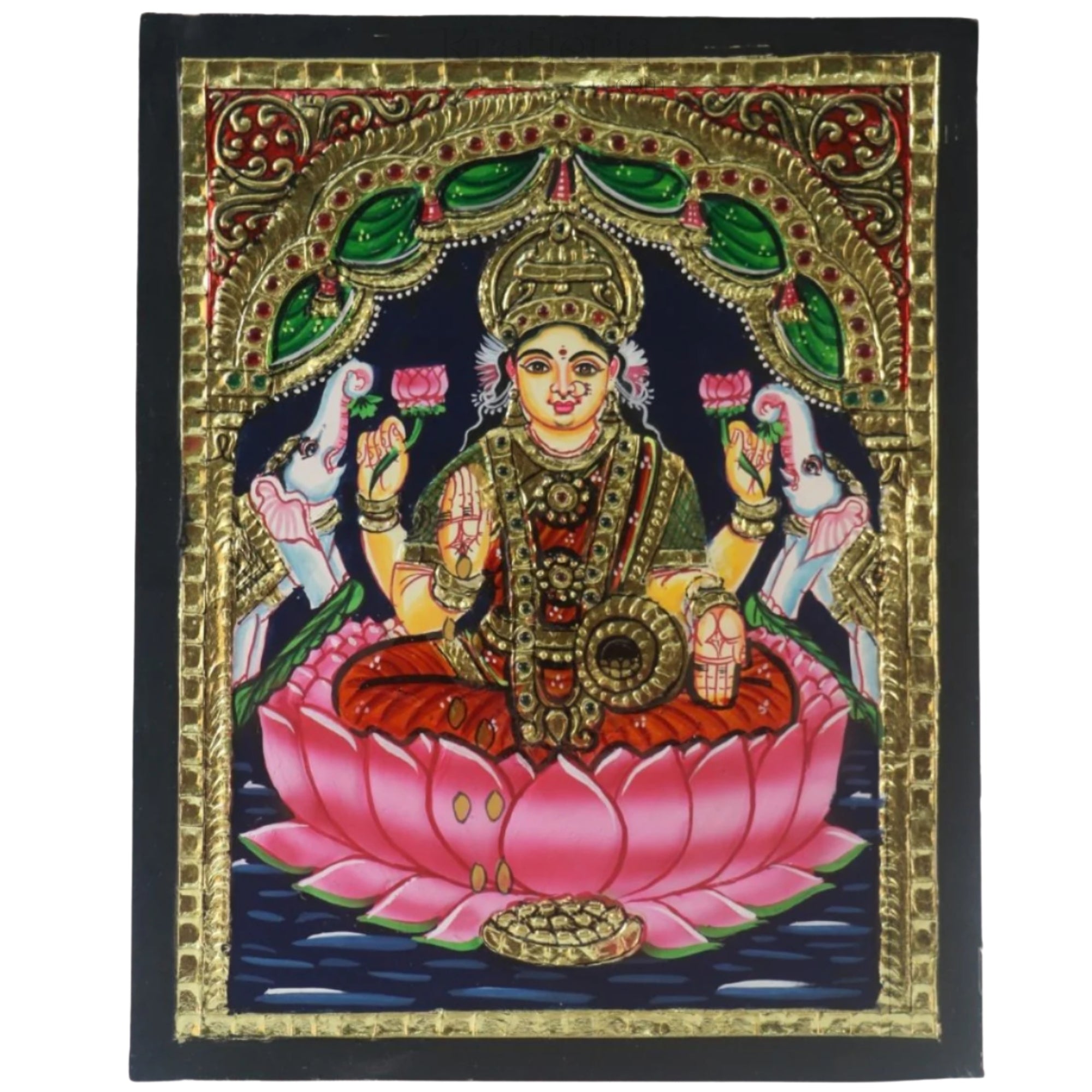 Handpainted Laxmi Devi Thanjavur Painting – Vibrant & Detailed