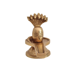 Auspicious Handcrafted Brass Shiva Lingam and Yoni Pitha with Naga Protection