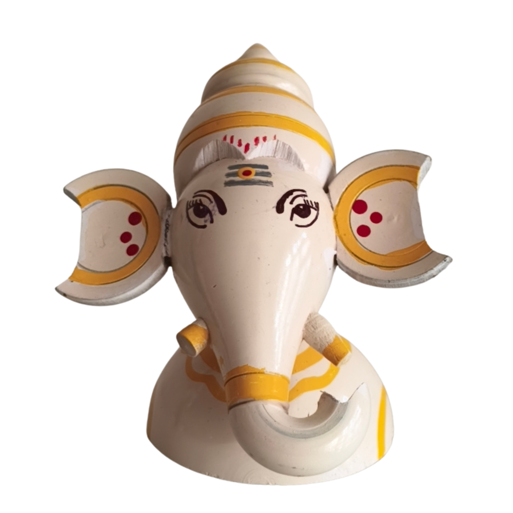 Auspicious Etikoppaka Lord Ganesha Bust - Warm Yellow Lacquer   Etikoppaka Lacquerware