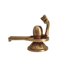 Auspicious Handcrafted Brass Shiva Lingam and Yoni Pitha with Naga Protection