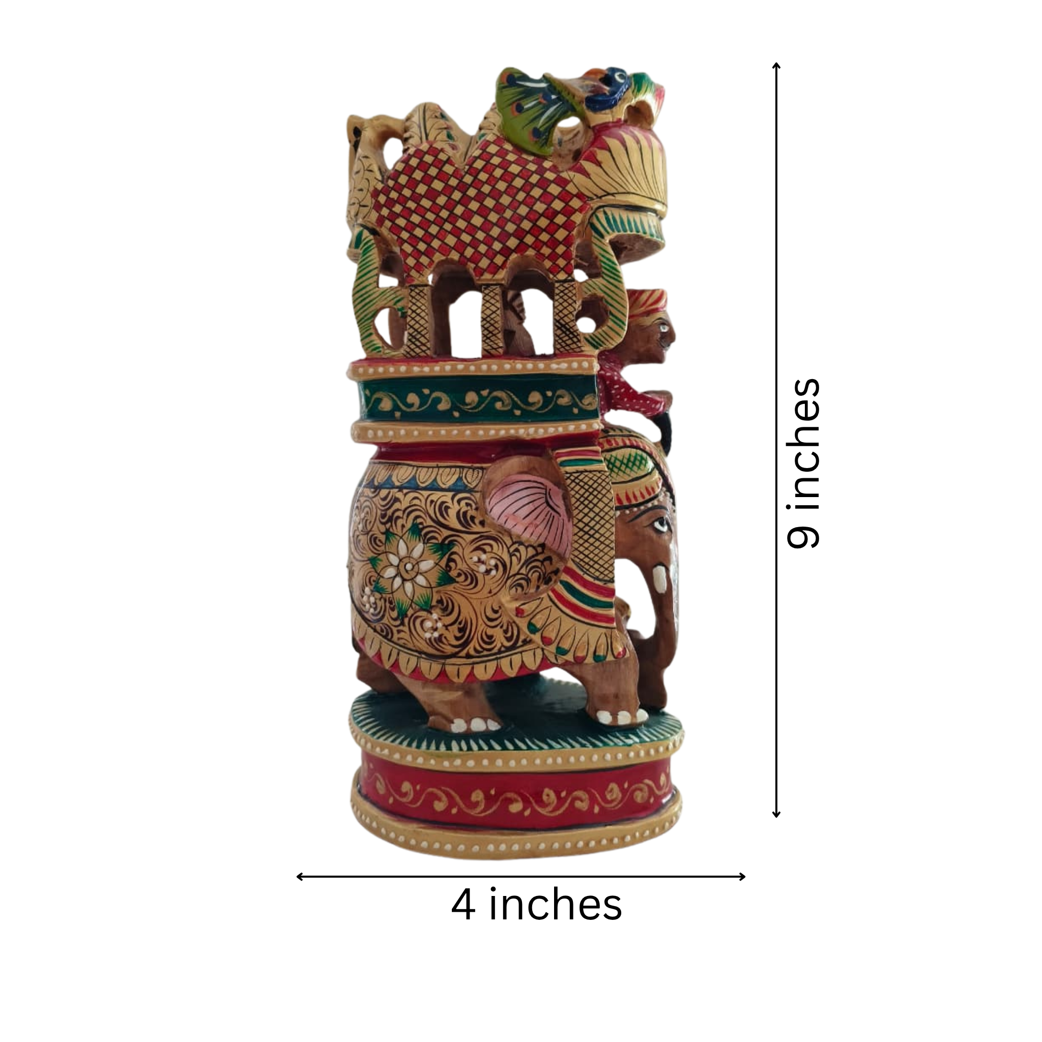 Handcrafted Wooden Elephant Ambari Pallaki | Colorful Hand-Painted Art