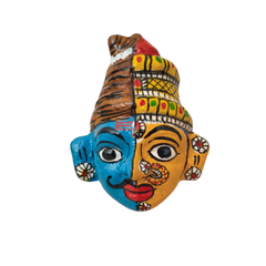 Handcrafted Cheriyal  Ardhanarishvara Mask Wall Hanging   wall decor