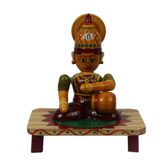 Hand-painted Channapatna wooden Lakshmi Devi seated figurine