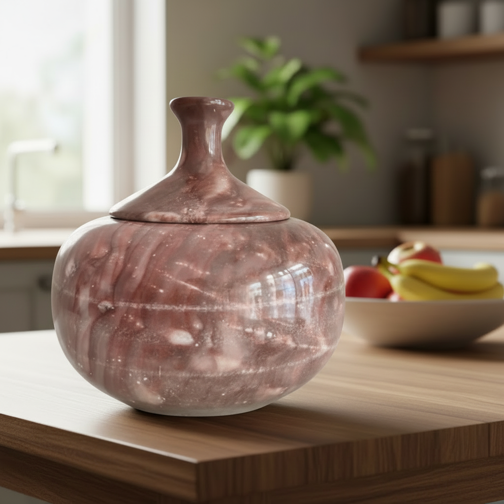 Marble Decorative Storage Jar with Lid – Luxury Stone Pot for Home Décor   Marble