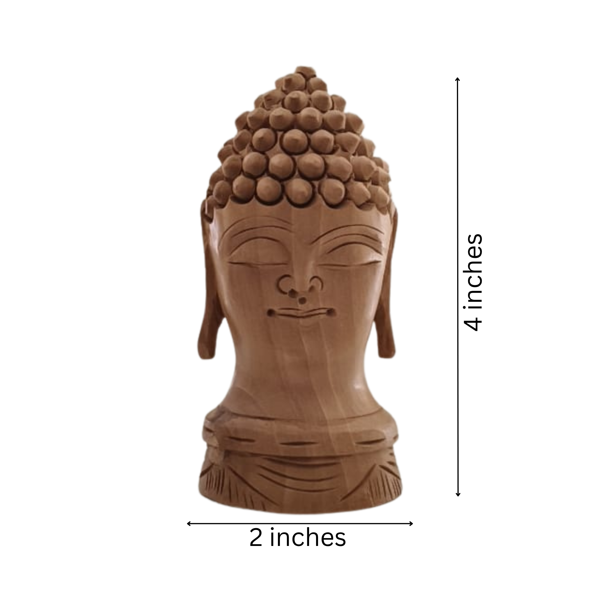 Buddha Wooden Head Statue | Hand-Carved Spiritual Decor