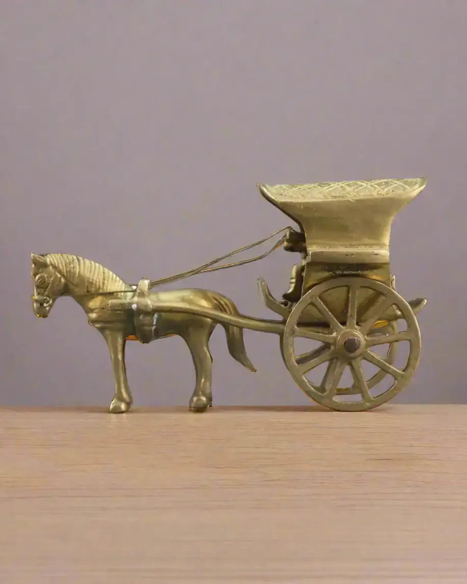 Antique Brass Horse Chariot – Exquisite Craftsmanship from India   Brass Ware