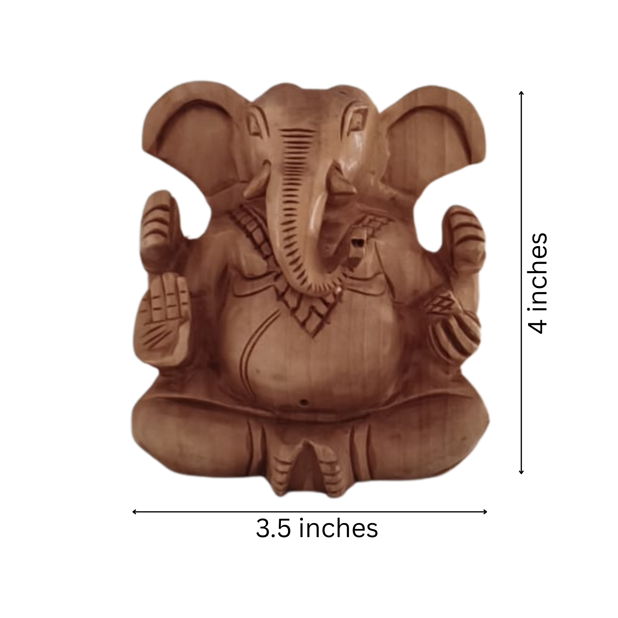 Decorative Wooden Ganesh in Seated Position | Handmade Religious Figurine