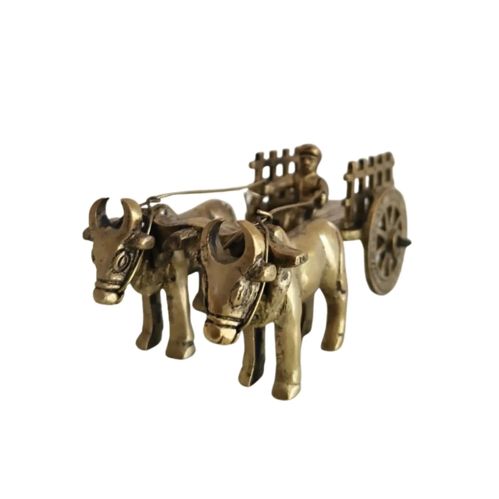 Brass Bullock Cart Figurine with Covered Canopy | Traditional Home Decor Showpiece   Brass Ware