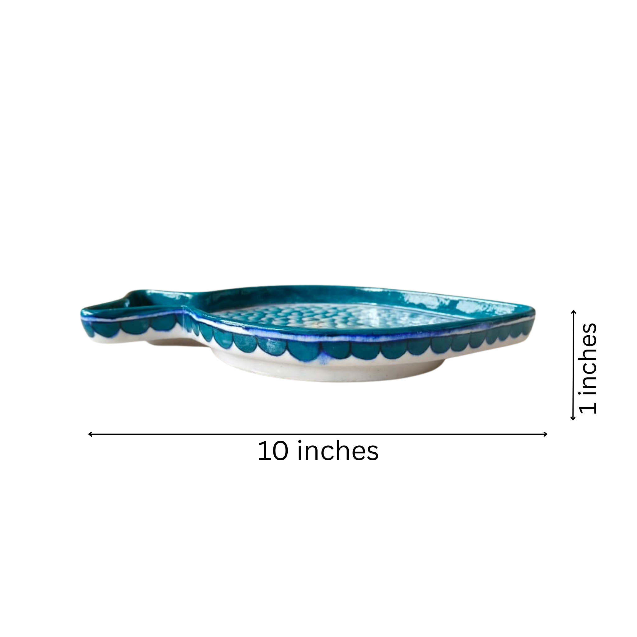 Hand-Painted Teal Blue Pottery Fish Wall Decor | Coastal Quartz Art