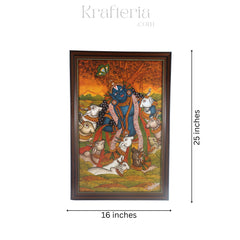 Kerala Mural Painting – Krishna in Vrindavan with Cows