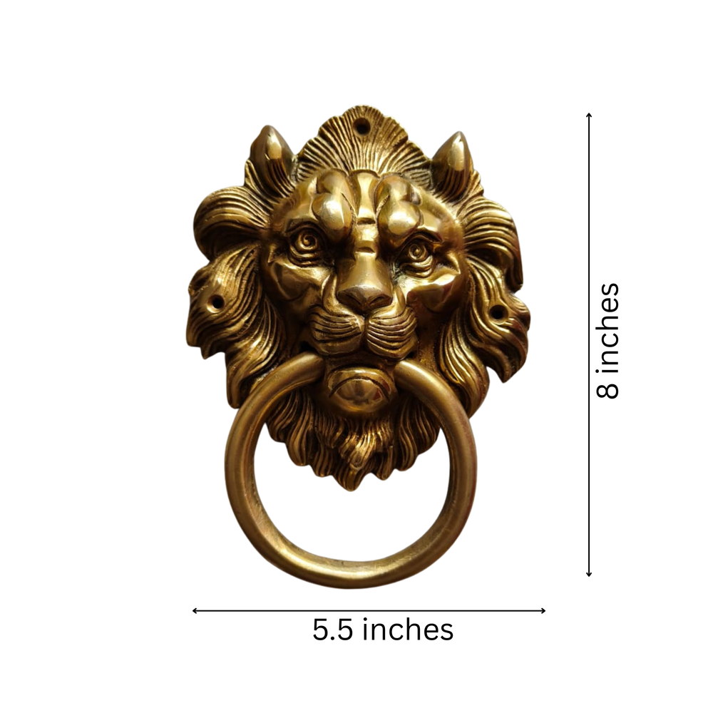 Handcrafted Brass Lion Head Door Knocker – Vintage Wall Décor Accent   Brass Artwork