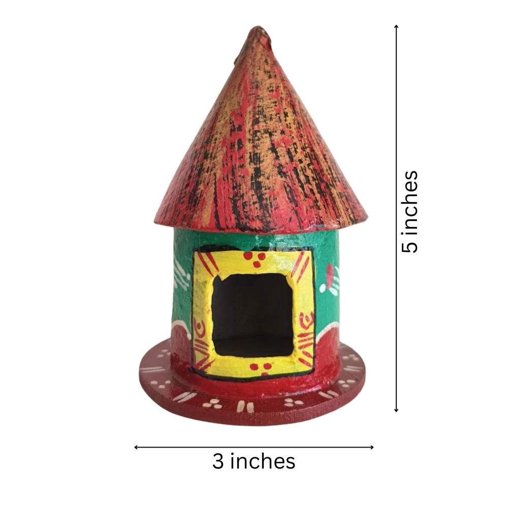 Handmade Kondapalli village hut toy showcasing rural Indian architecture.