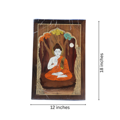 Divine Buddha Photo Frame in Rosewood Inlay – Ethnic Spiritual Wall Decor