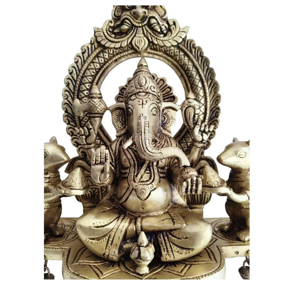 Divine Brass Ganesha with Mushika – Symbol of Wisdom, Humility & Prosperity   Brass Ware