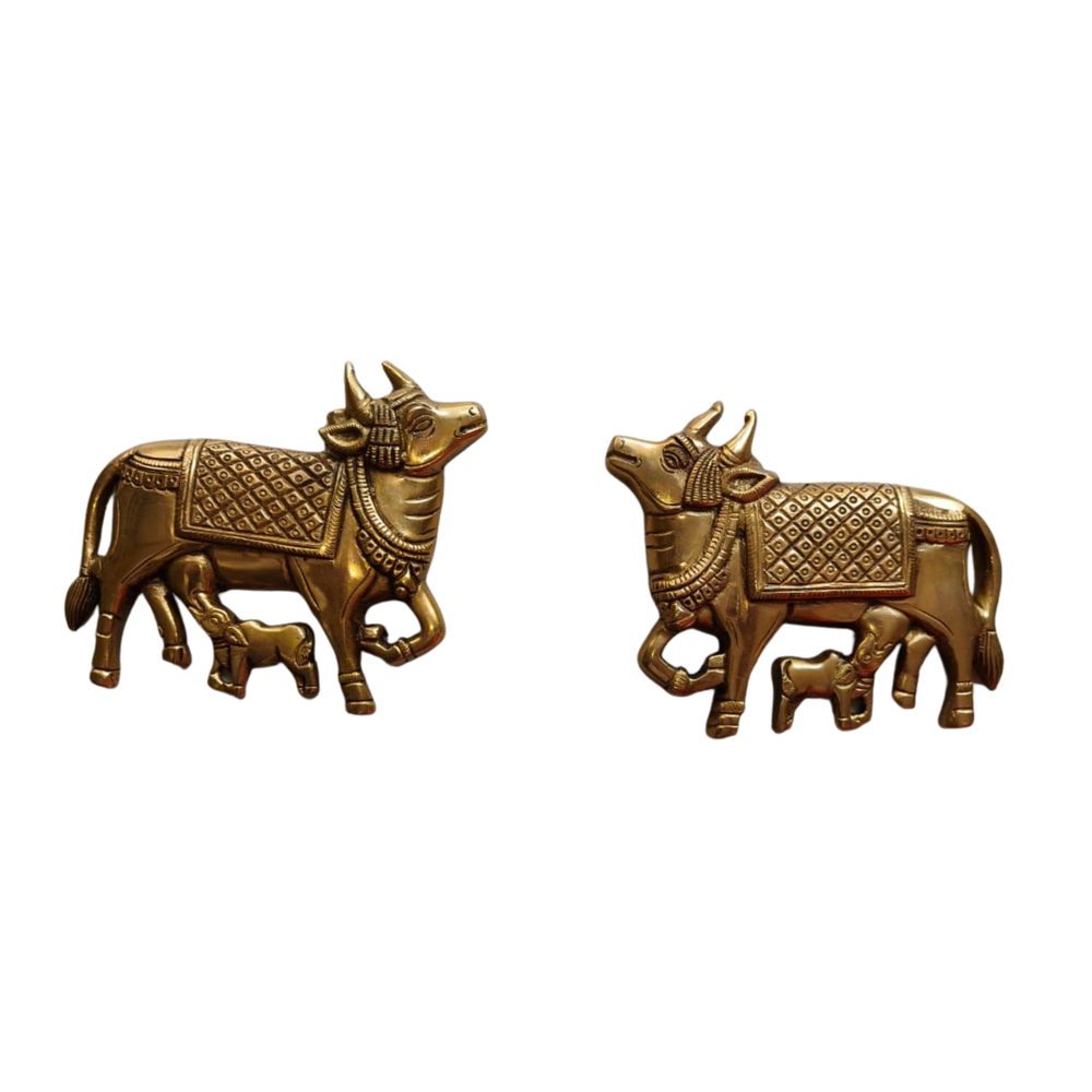 Sacred Golden Brass Nandi Wall Hanging / Decor Idol   Brass Ware