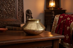 Handcrafted brass water pot with vintage hammered finish