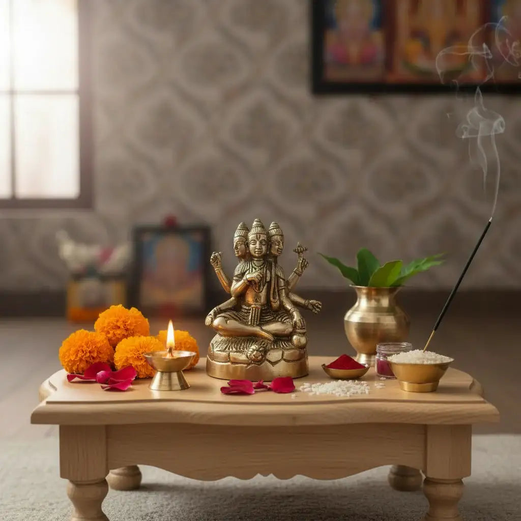 Brass Statue of Lord Brahma Perfect For Gifting And Decor   Brass Ware