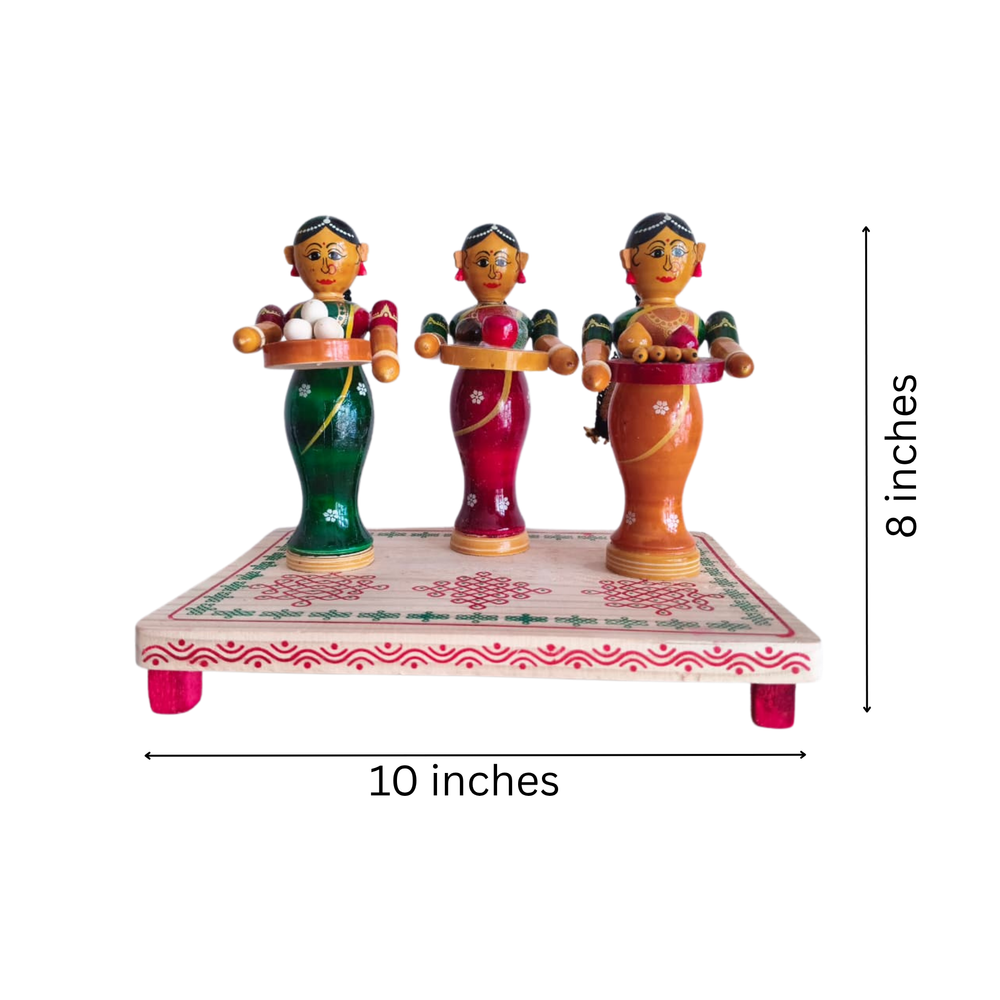 Cultural Etikoppaka Toy Ladies Serving Tambulam   Etikoppaka Lacquerware
