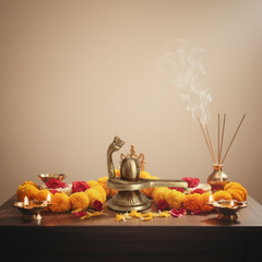 Auspicious Handcrafted Brass Shiva Lingam and Yoni Pitha with Naga Protection