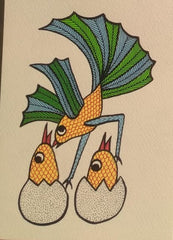 The Hatching Authentic Gondi Folk Art of New Beginnings   Paintings