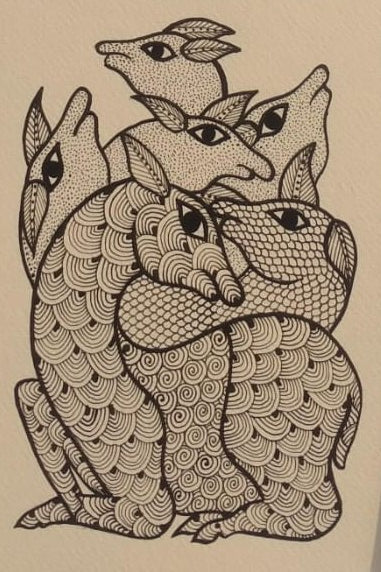 Abstract Animal Cluster Line Art | Hand-Drawn Intricate Wildlife Illustration   Paintings