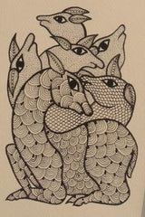 Abstract Animal Cluster Line Art | Hand-Drawn Intricate Wildlife Illustration   Paintings