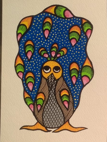 Handmade Gond Painting Greeting Card (A5 Size)   Paintings
